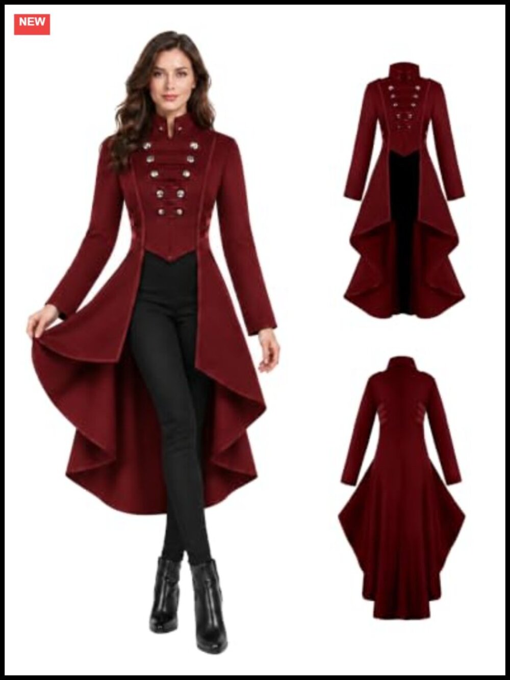 Renaissance Steampunk Tailcoat Women Jacket Victorian Gothic Frock Coat
